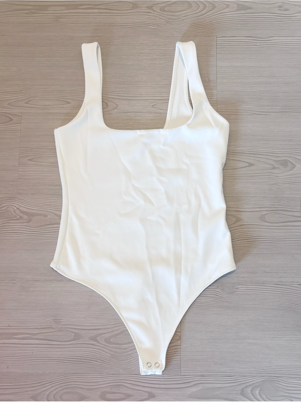 Good American White Square Neck Bodysuit